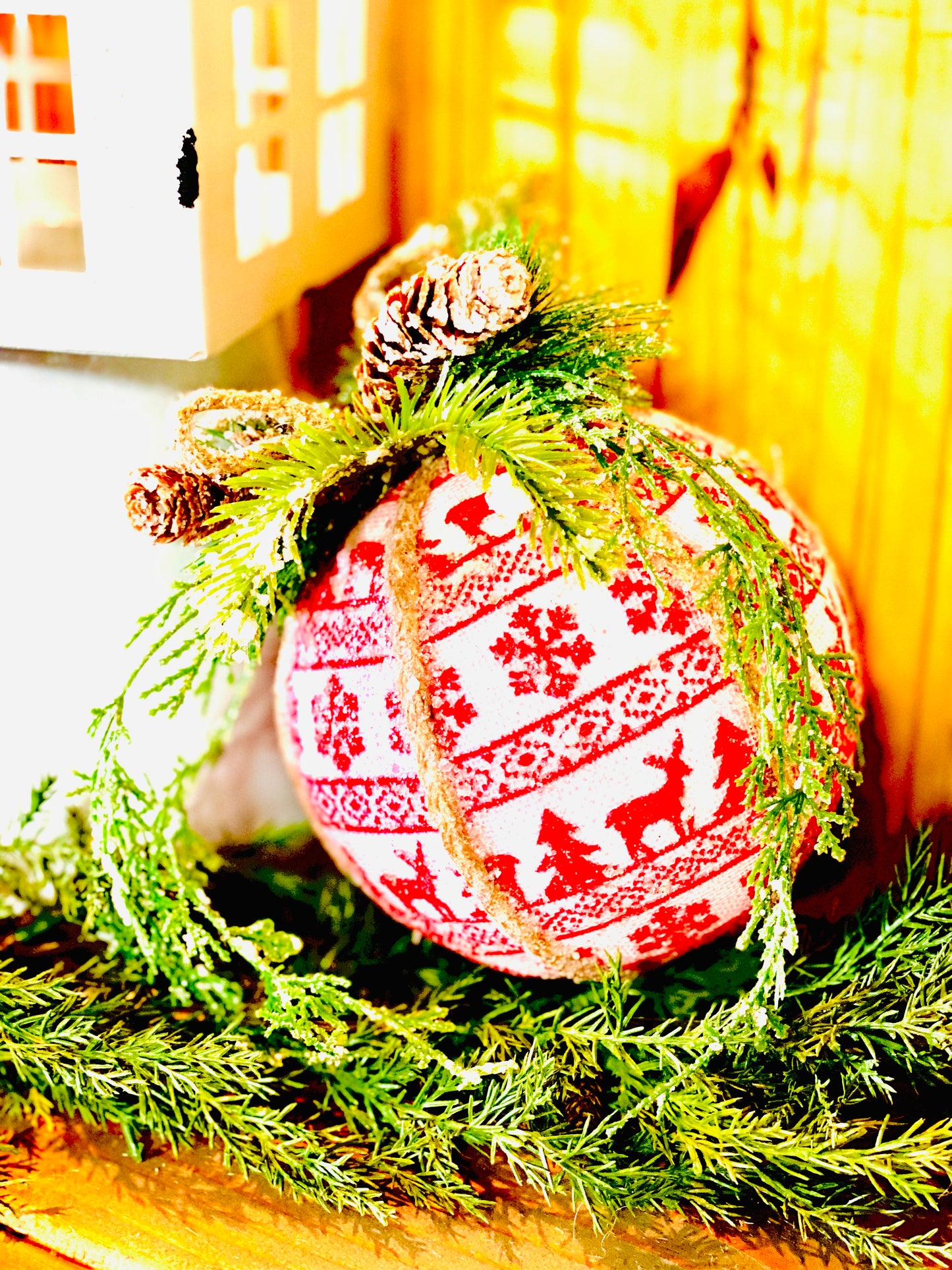 6.5" Pine & RED Plaid Ornament