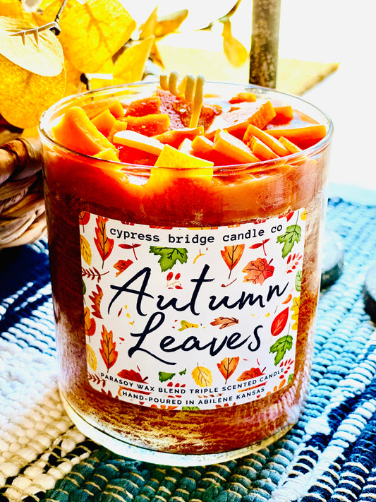 AUTUMN LEAVES 17+oz Chippy Top Jar Candle