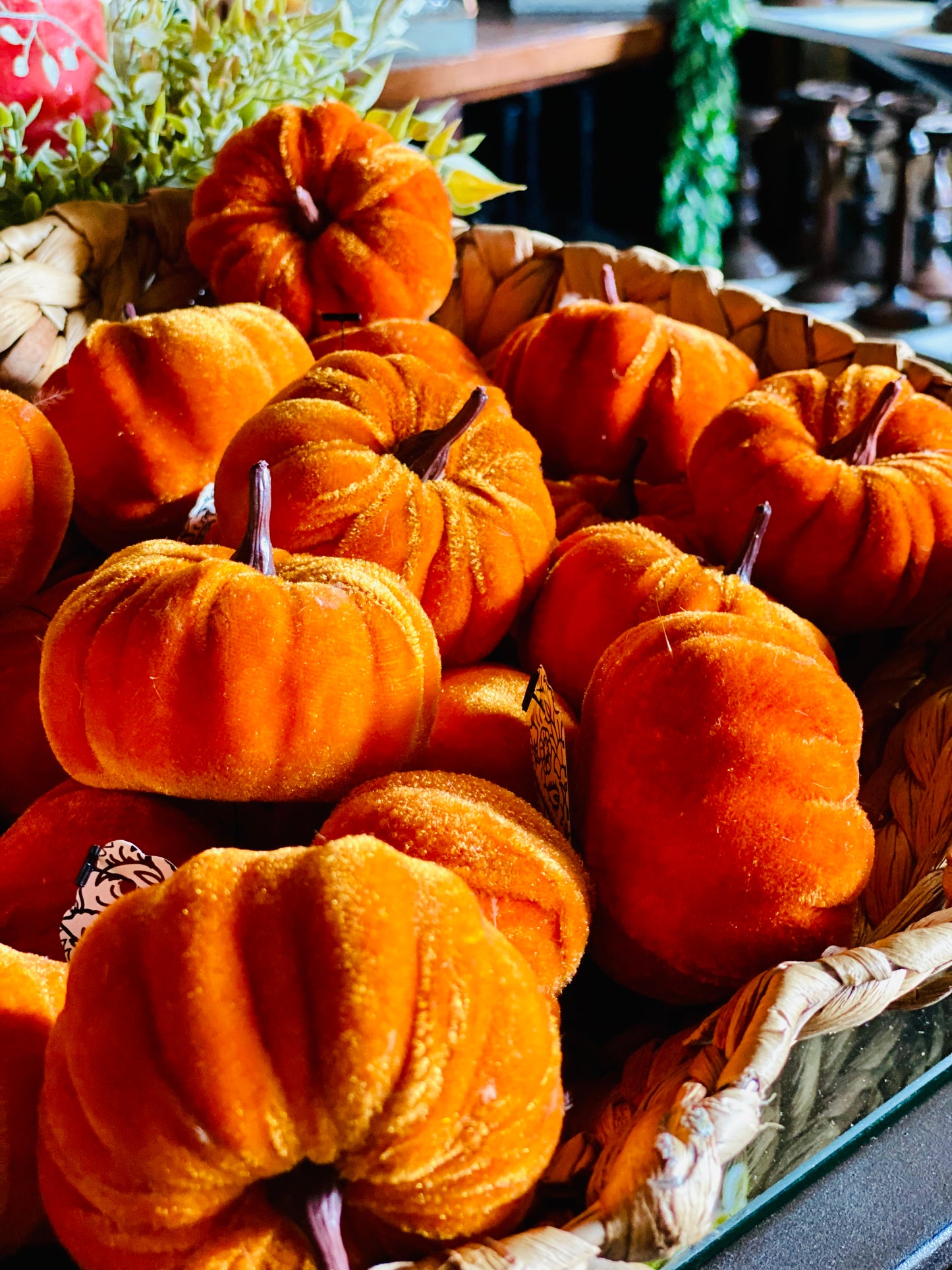 6/Set, Mini Velvet Orange Pumpkins