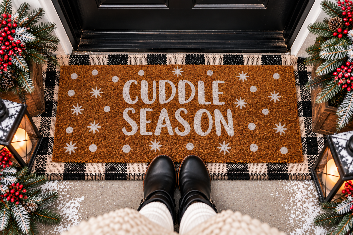 The cuddle is real! this cuddle season coir mat makes a stylish and eco-friendly statement at any doorstep. coir is a natural, durable material made sustainably from coconut husks that is easy to care for. doormats have an attached header card with handle that allows for easy display and convenient handling.
.05" X 40" X 30"