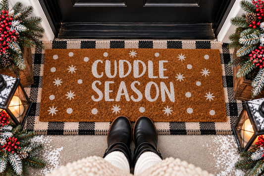 The cuddle is real! this cuddle season coir mat makes a stylish and eco-friendly statement at any doorstep. coir is a natural, durable material made sustainably from coconut husks that is easy to care for. doormats have an attached header card with handle that allows for easy display and convenient handling.
.05" X 40" X 30"