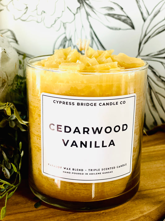 CEDARWOOD VANILLA 17+oz Chippy Top Jar Candle