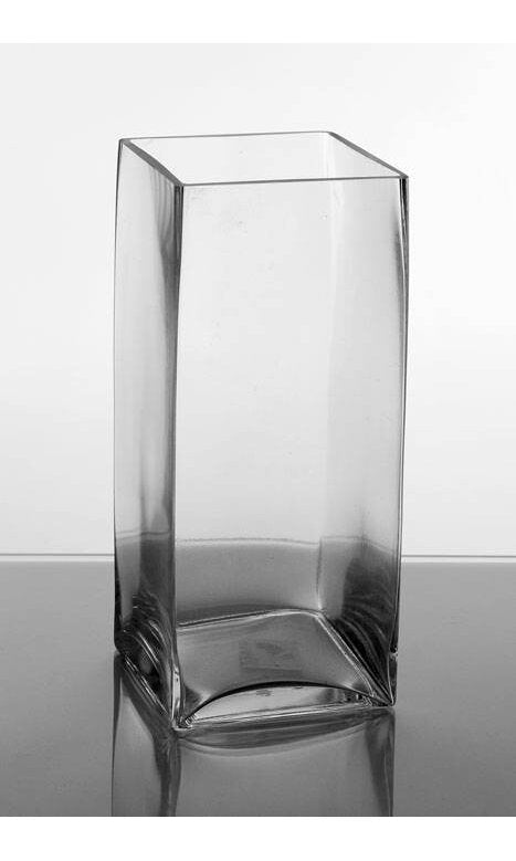 CLEAR GLASS SQUARE VASE
