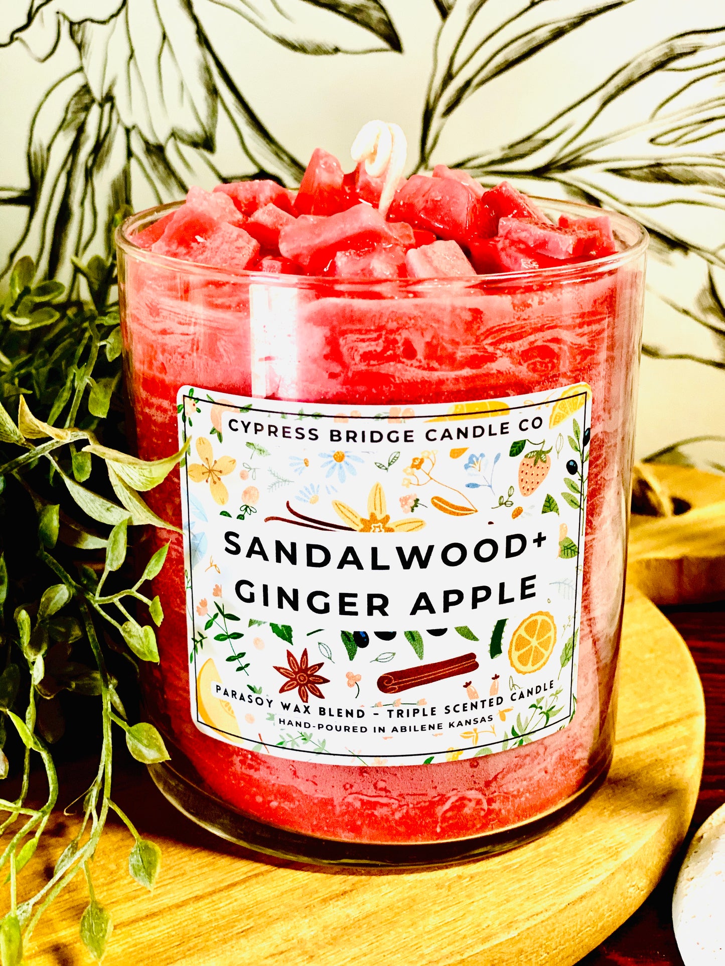 LIMITED SCENT! - SANDALWOOD + GINGER APPLE 17+oz Chippy Top Jar Candle