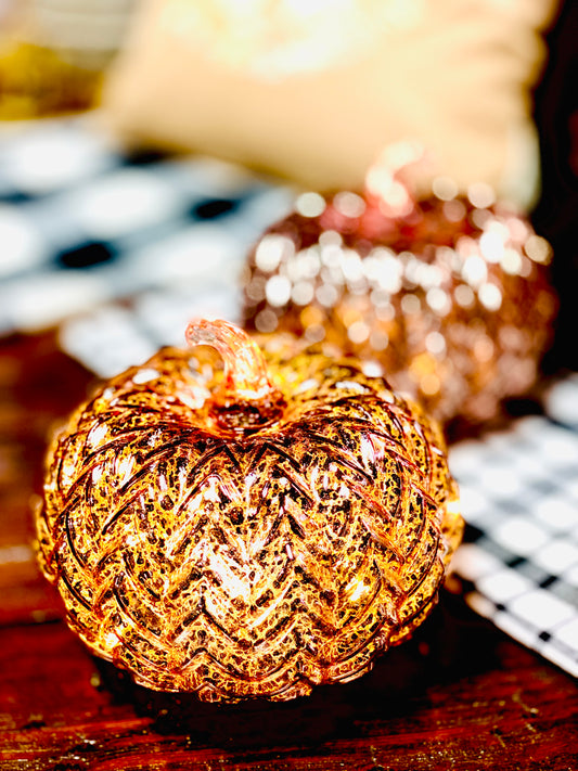AMBER GLASS PUMPKIN W/TIMER