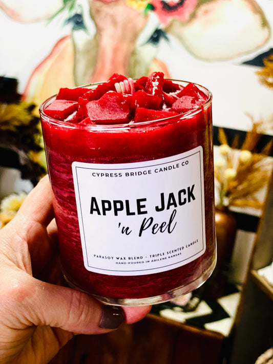 APPLE JACK N PEEL| 19+oz Chippy Top Jar Candle