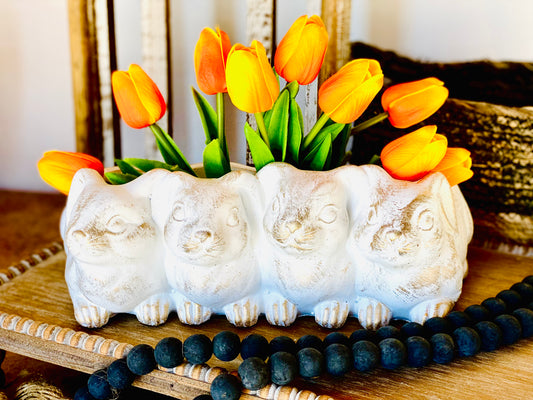 12.5" ROW OF BUNNIES PLANTER