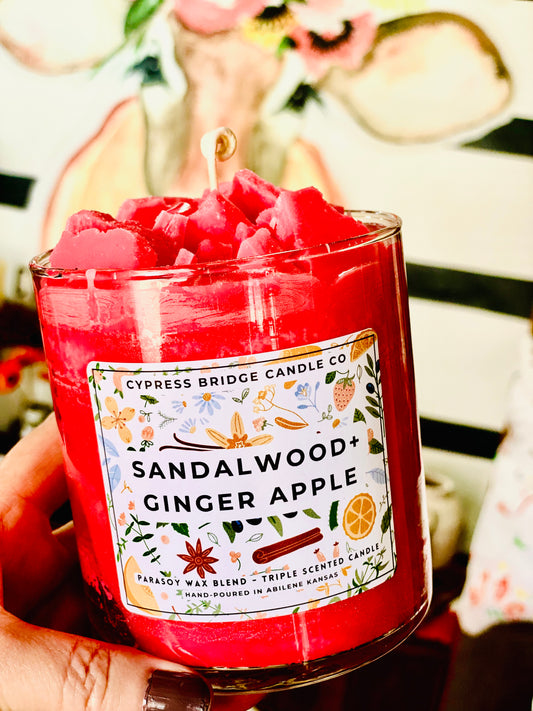SANDALWOOD + GINGER APPLE 17+oz Chippy Top Jar Candle