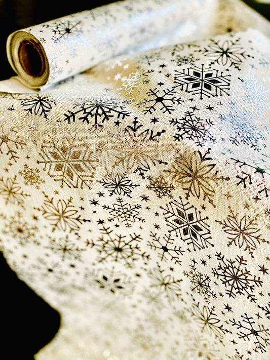 SILVER SNOWFLAKE FABRIC ROLL