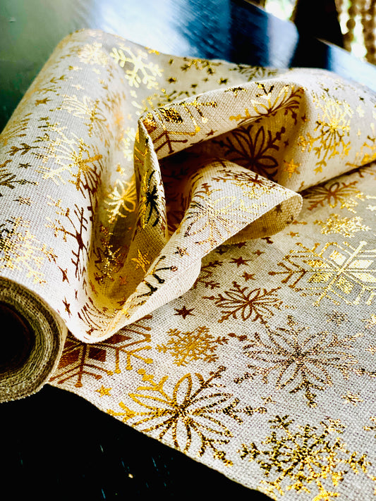 GOLD SNOWFLAKE FABRIC ROLL