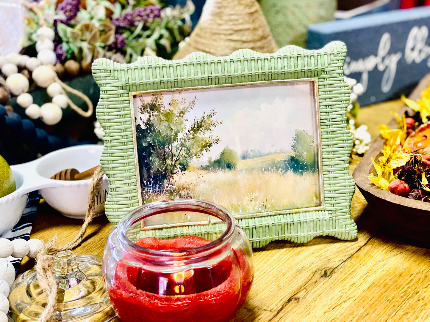 7 X 5 GREEN WEAVE LANDSCAPE FRAME