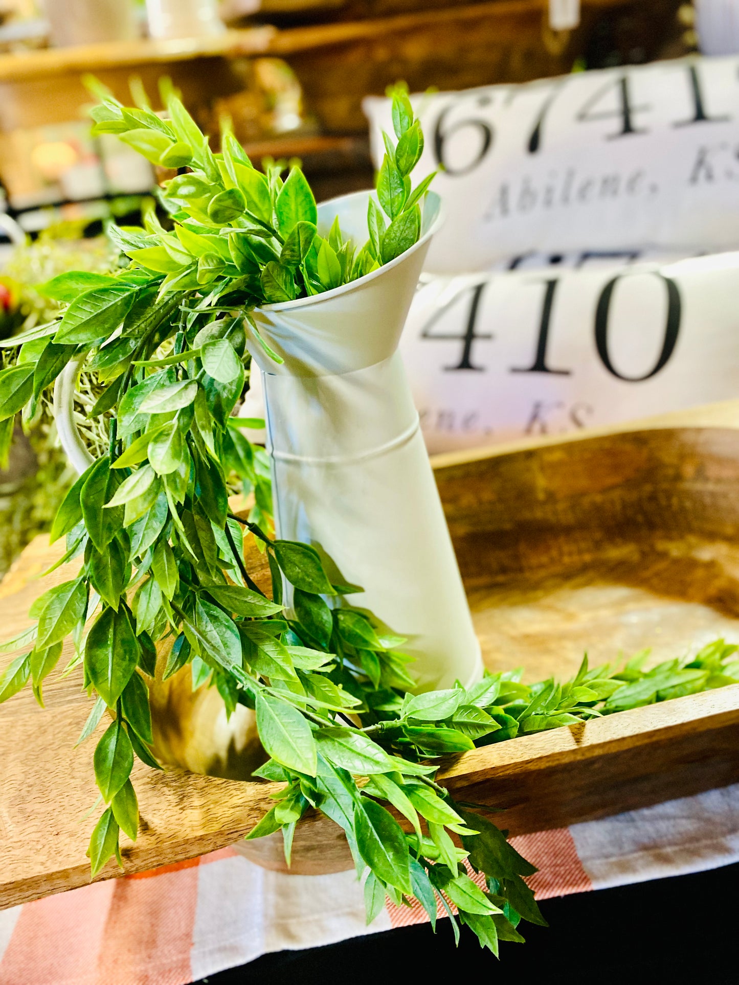 Parisian Pitcher + Rainwashed Hanging Greenery