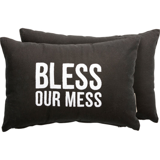 Bless Our Mess Cotton Throw Pillow