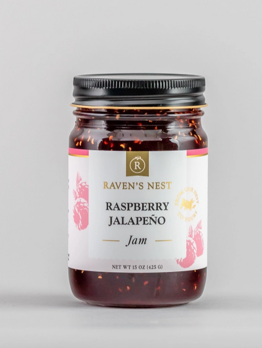 Raven's Nest Raspberry Jalapeno Jam (15 oz.) ***Best Seller!