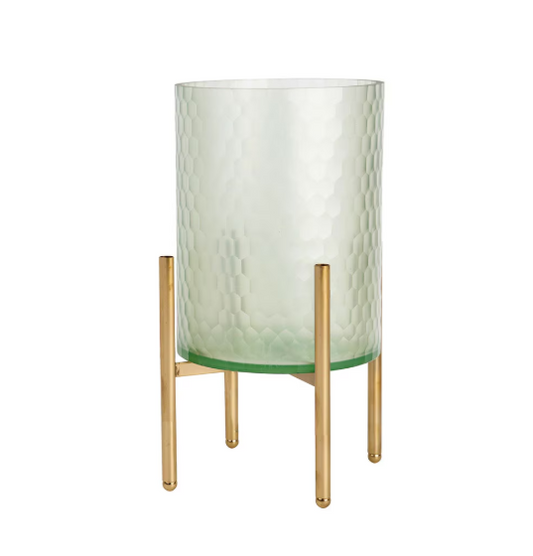 Green Textured Glass Hurricane