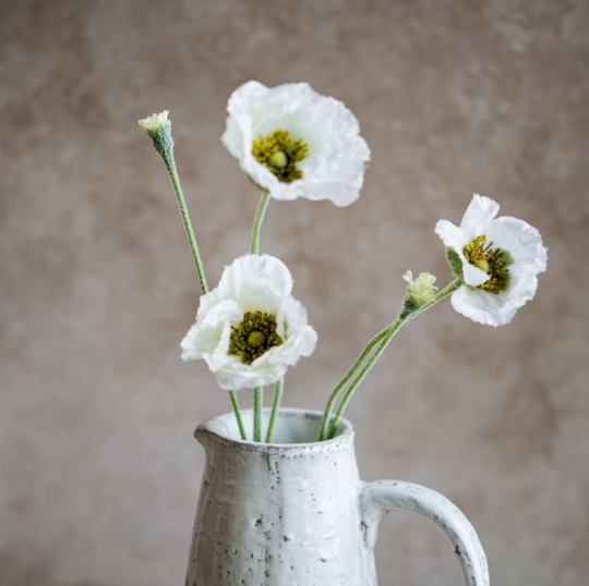 26" CREAM POPPY FLOWER STEM