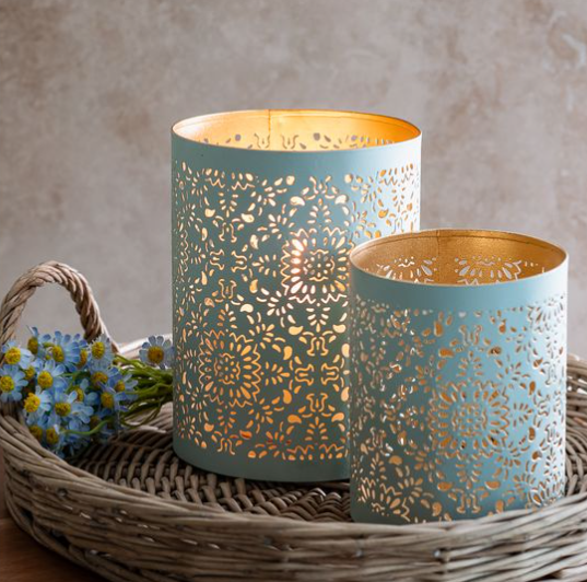 BLUE DECO LANTERN | 2 SIZES