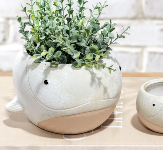 7.25" BEIGE MAMA WHALE PLANTER