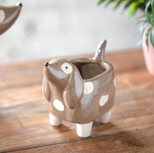 SM BROWN DOG PLANTER