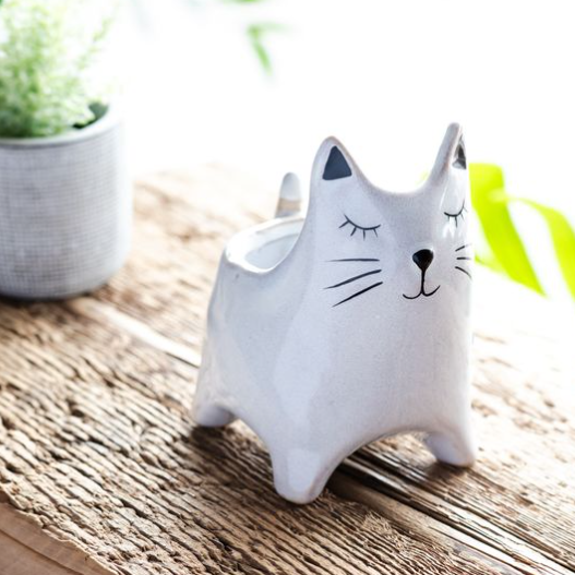 CERAMIC CAT PLANTER