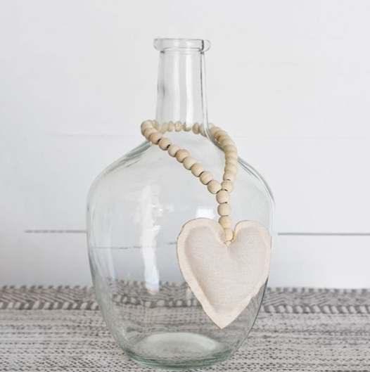 CREAM FABRIC HEART CHAIN