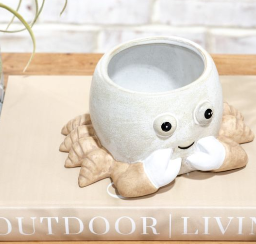 BEIGE CRAB PLANTER