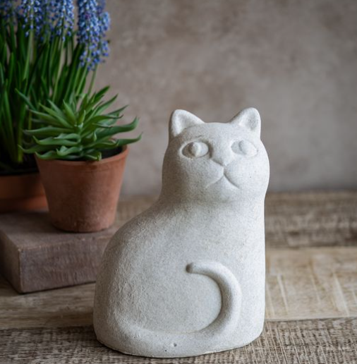 TALL CEMENT CAT FIGURE