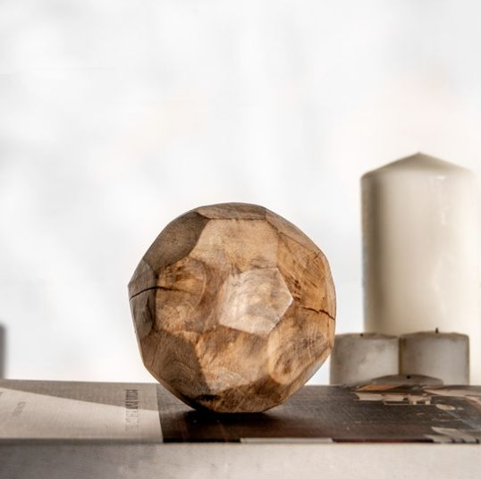 4" CARVED WOOD BALL