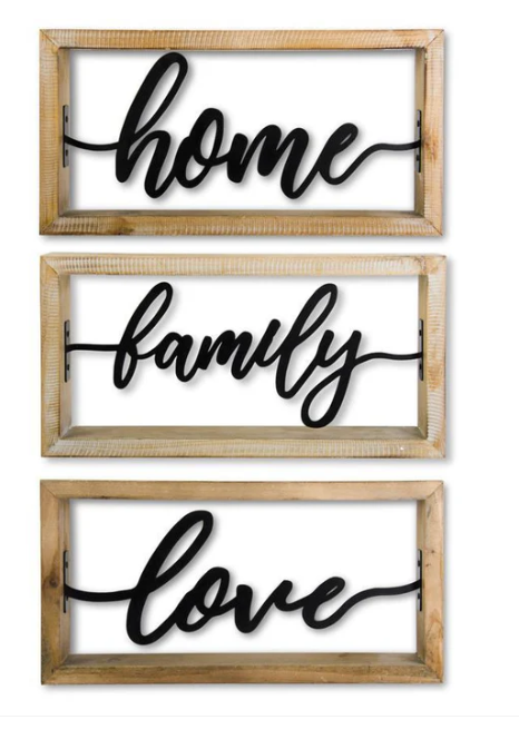 Natural Wood Framed Metal Cutout Wall Hangings - 11.75"