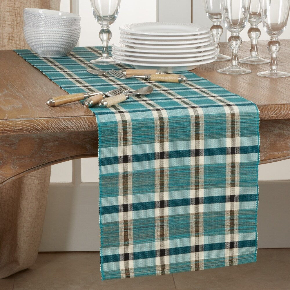 72" Plaid Woven Water Hyacinth Runner