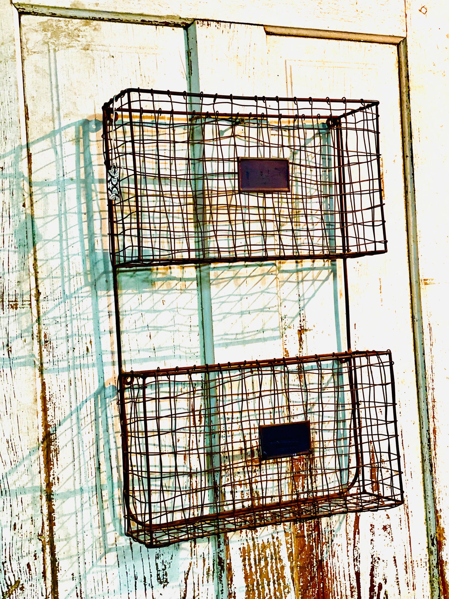 Farmhouse 2 pocket wire wall basket