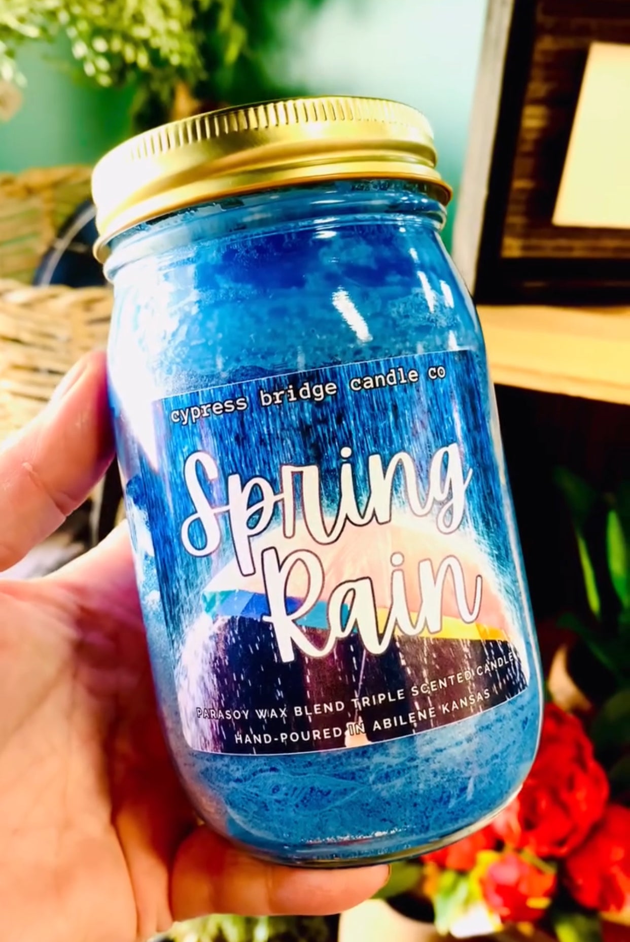 SPRING RAIN  12oz+ Mason Jar Candle