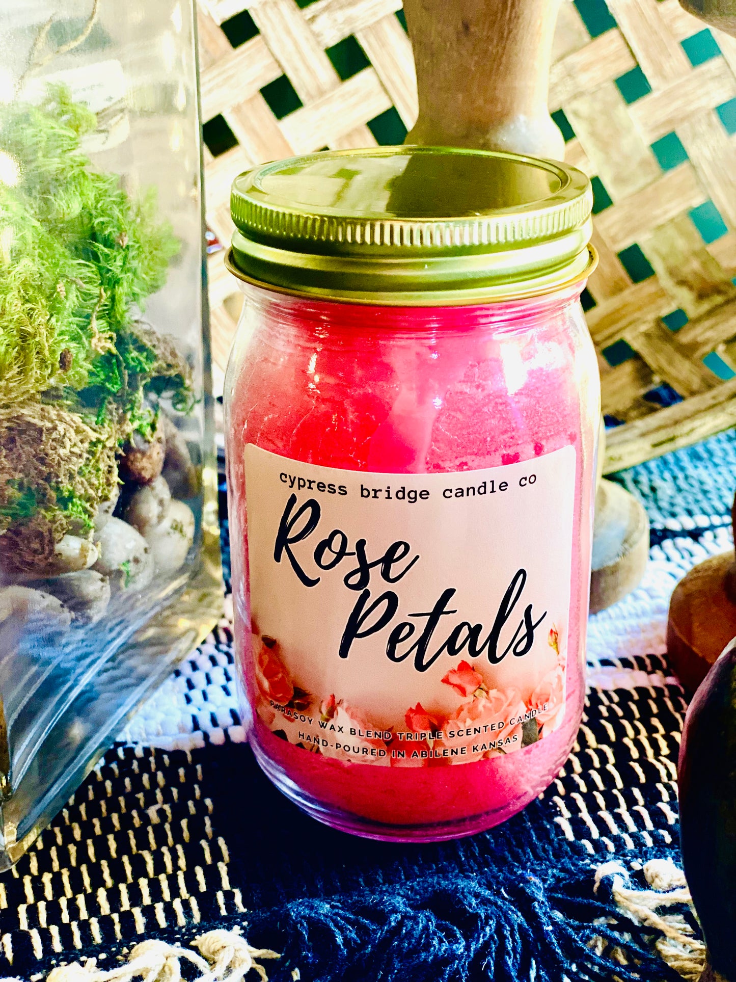 ROSE PETALS - 2 wick Jar Candle or Mason Jar
