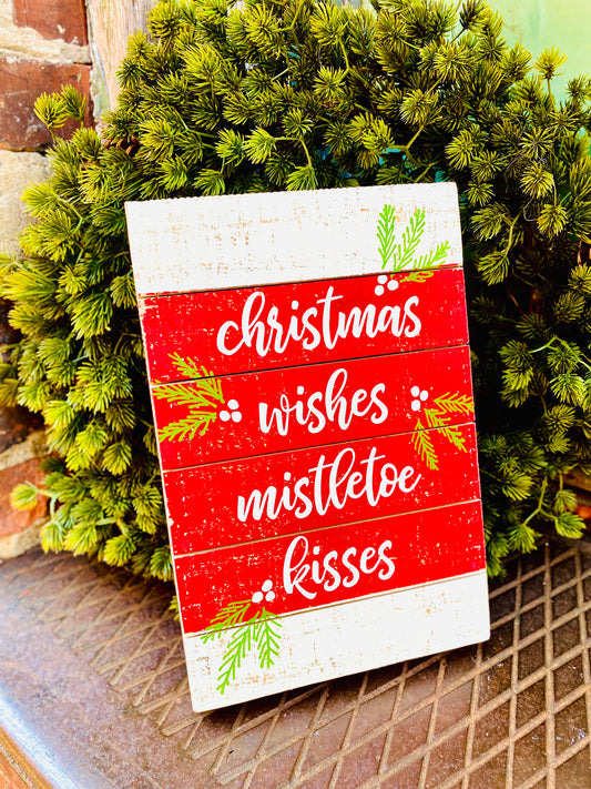 SLAT BOX SIGN - MISTLETOE