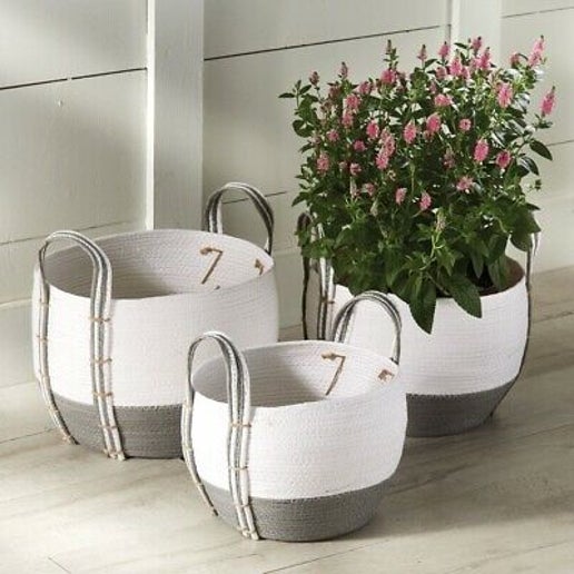 WHITE AND GREY BASKETS   3 sizes