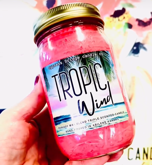 TROPIC WIND  12oz+ Mason Jar Candle