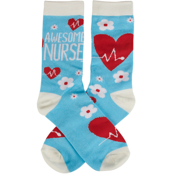 Box Sign & Sock Set - Nursing Is A Work Of Heart
