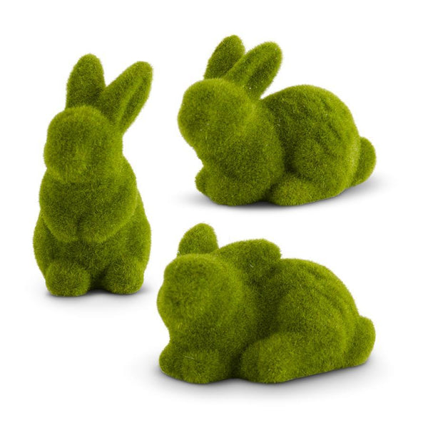 GREEN MOSSY FLOCKED BUNNIES (3 STYLES) *