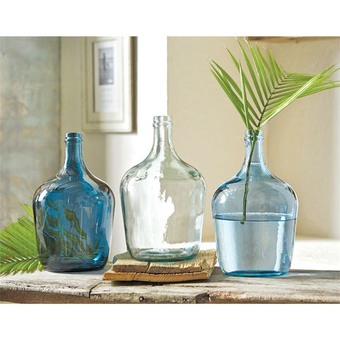 11" SPANISH CARAFE GLASS BOTTLE VASE 3 asst. *