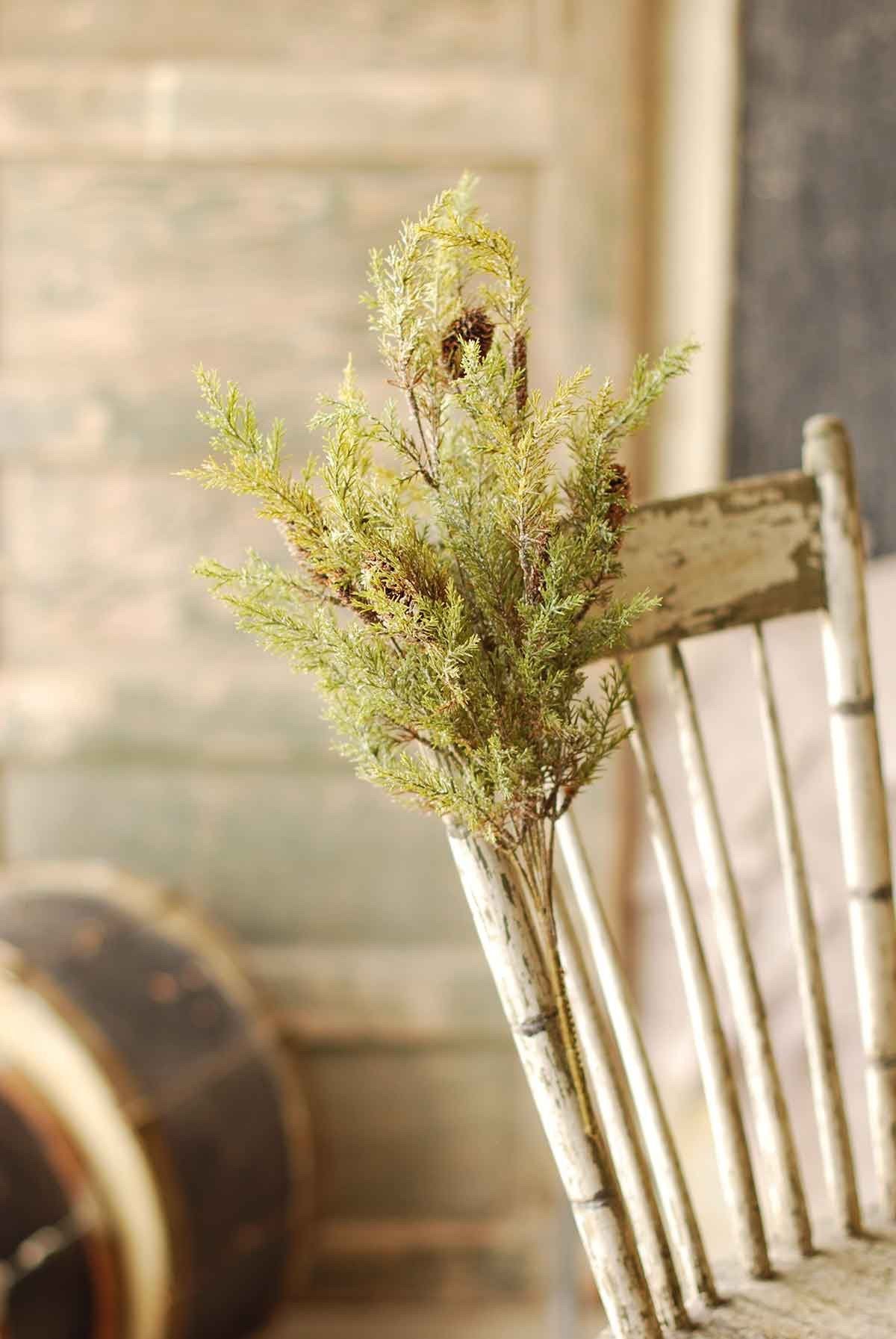 SNOWY PRICKLY PINE BUSH 19"