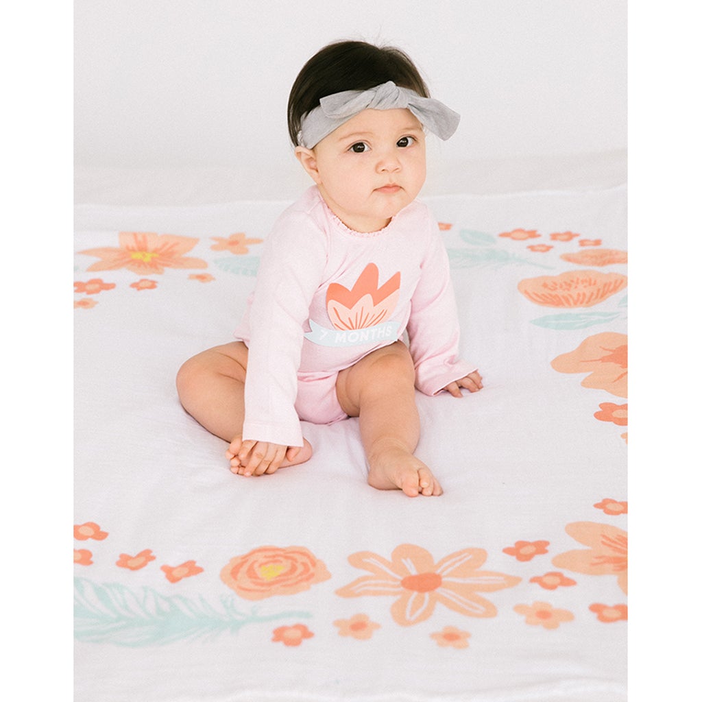 Watch Me Grow Milestone Blanket, Floral