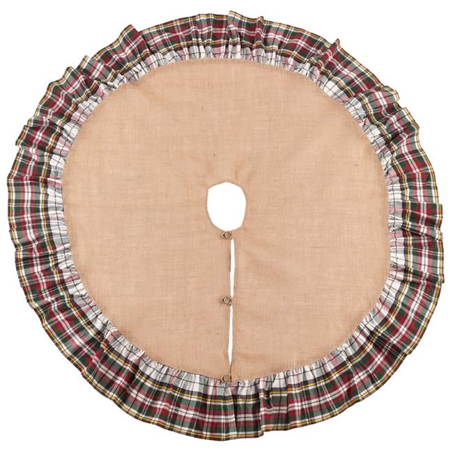 Plaid Ruffle Design Jute Tree Skirt