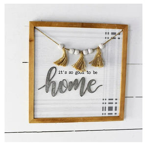 16" HOME SIGN WITH PLAID *