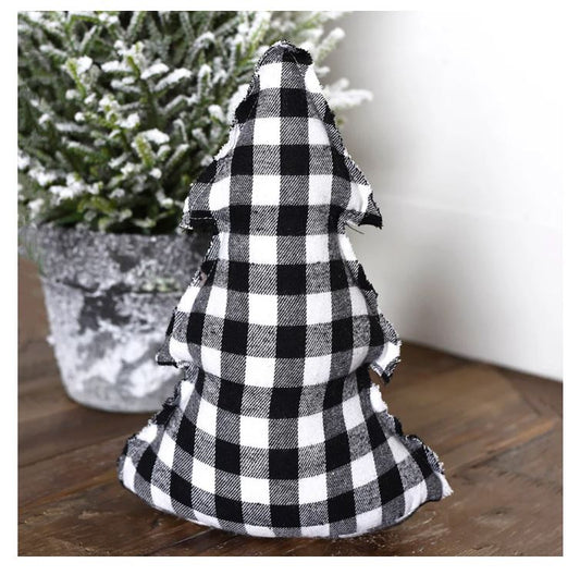 11" BLK CHECK CHRISTMAS TREE DOOR STOP