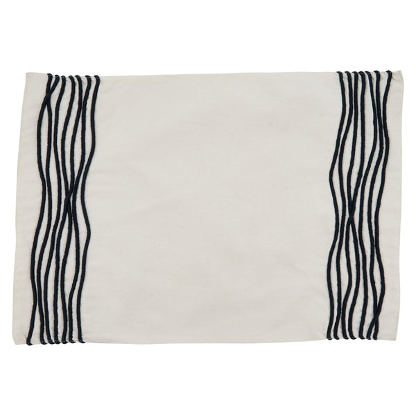 Cotton Placemats with Line Design - Navy