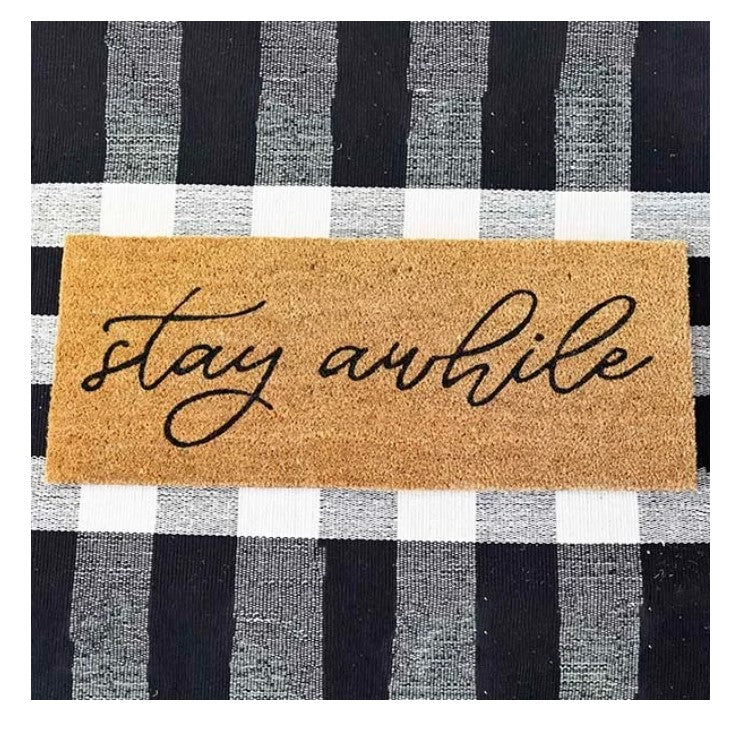 STAY AWHILE LONG COIR DOOR MAT