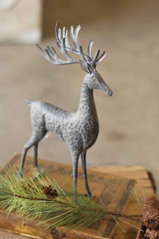 15" Dark Metal Dashing Deer