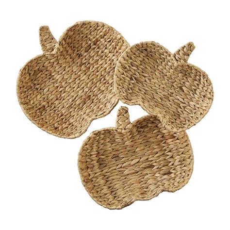 

WOVEN PUMPKIN BOWLS/TRAYS 3 sizes

Use these as the perfect accent to your fall decorations!
&nbsp;

Great as a centerpiece or set up on end as a decorative accent on a shelf or mantle!&nbsp;


Another great idea is to hang all 3 as a wall grouping! All it would take is 3 small nails and you're work is done!&nbsp;


sold individually


Wipe clean



Each Measures



Small approx. 12" x 9.5"
Medium approx. 14" x 11.5"
Large approx. 15" x 13.5"



Imported.