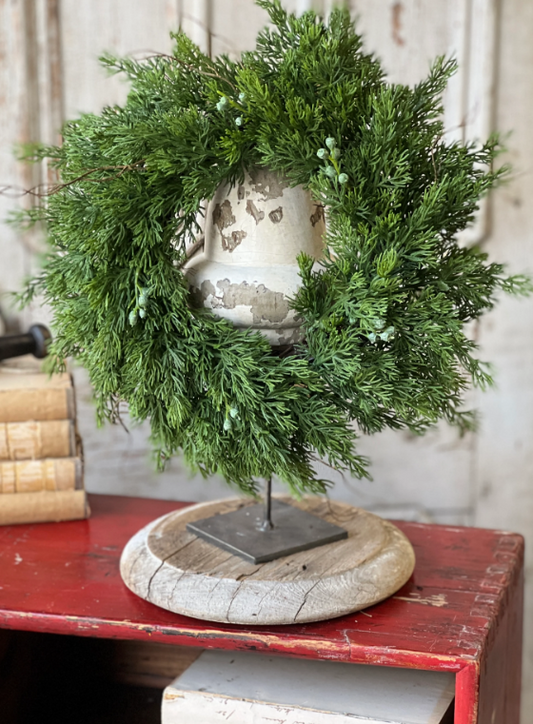 16" Dripping Cedar Wreath/Candle Ring