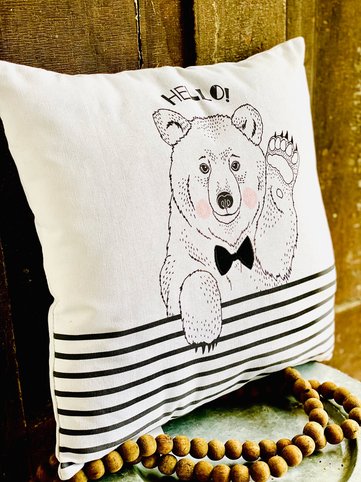 15" Bow Tie Bear pillow